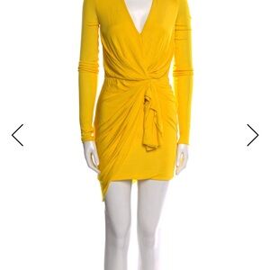 Elegant Yellow Wrap Dress